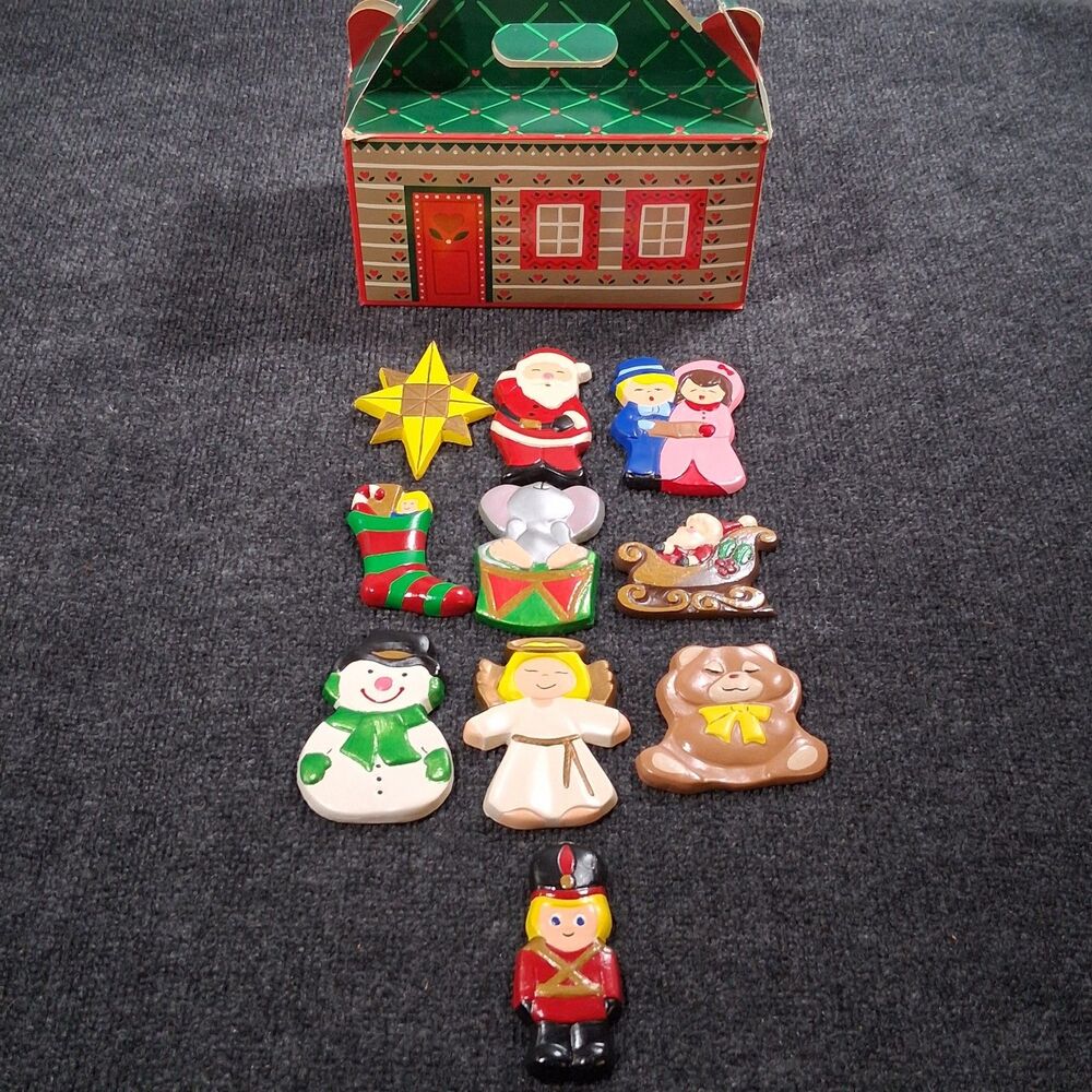 10 Hand-painted Ceramic Ornaments 1980's Cottage Storage Box Cottagecore Retro